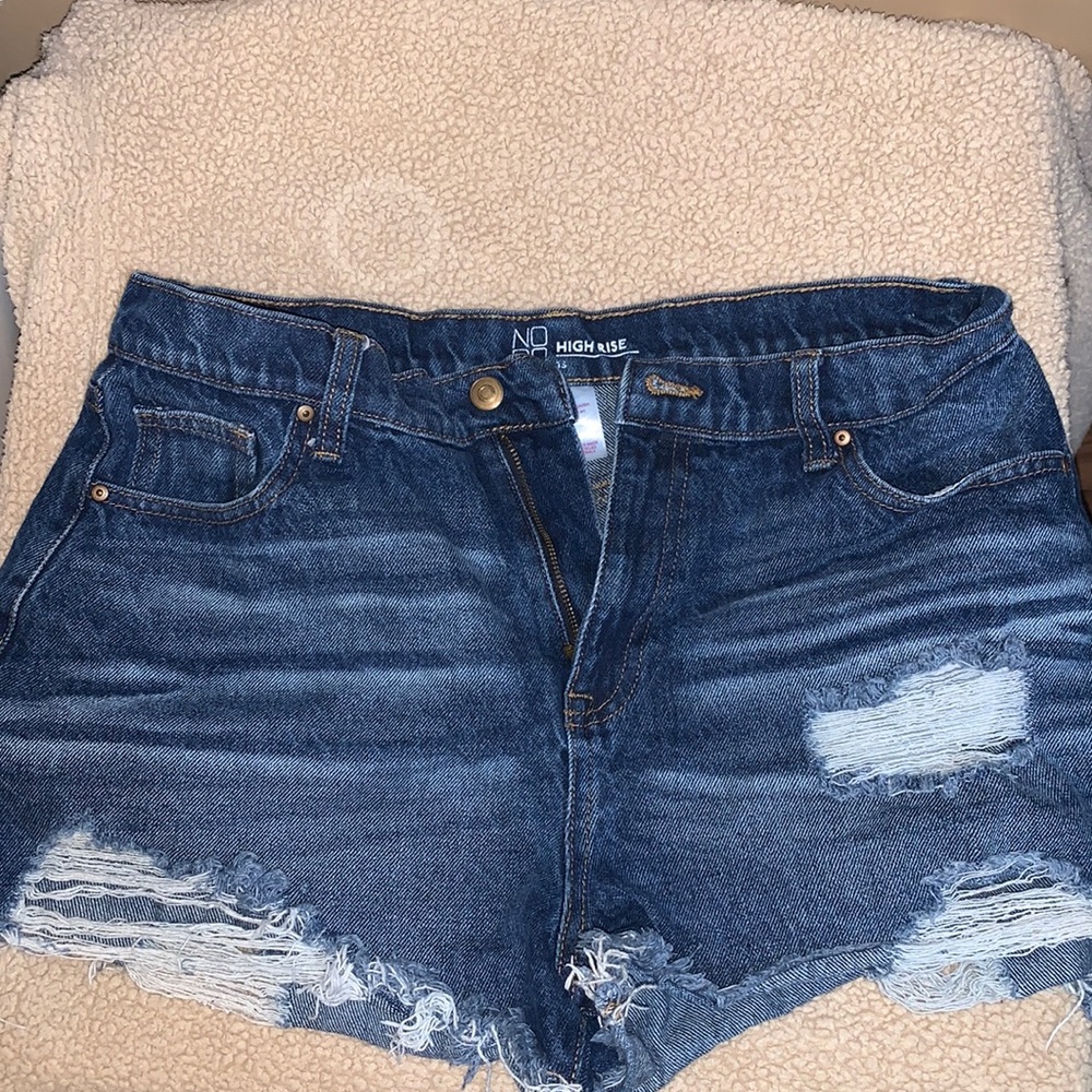 Blue denim high rise shorts size 13